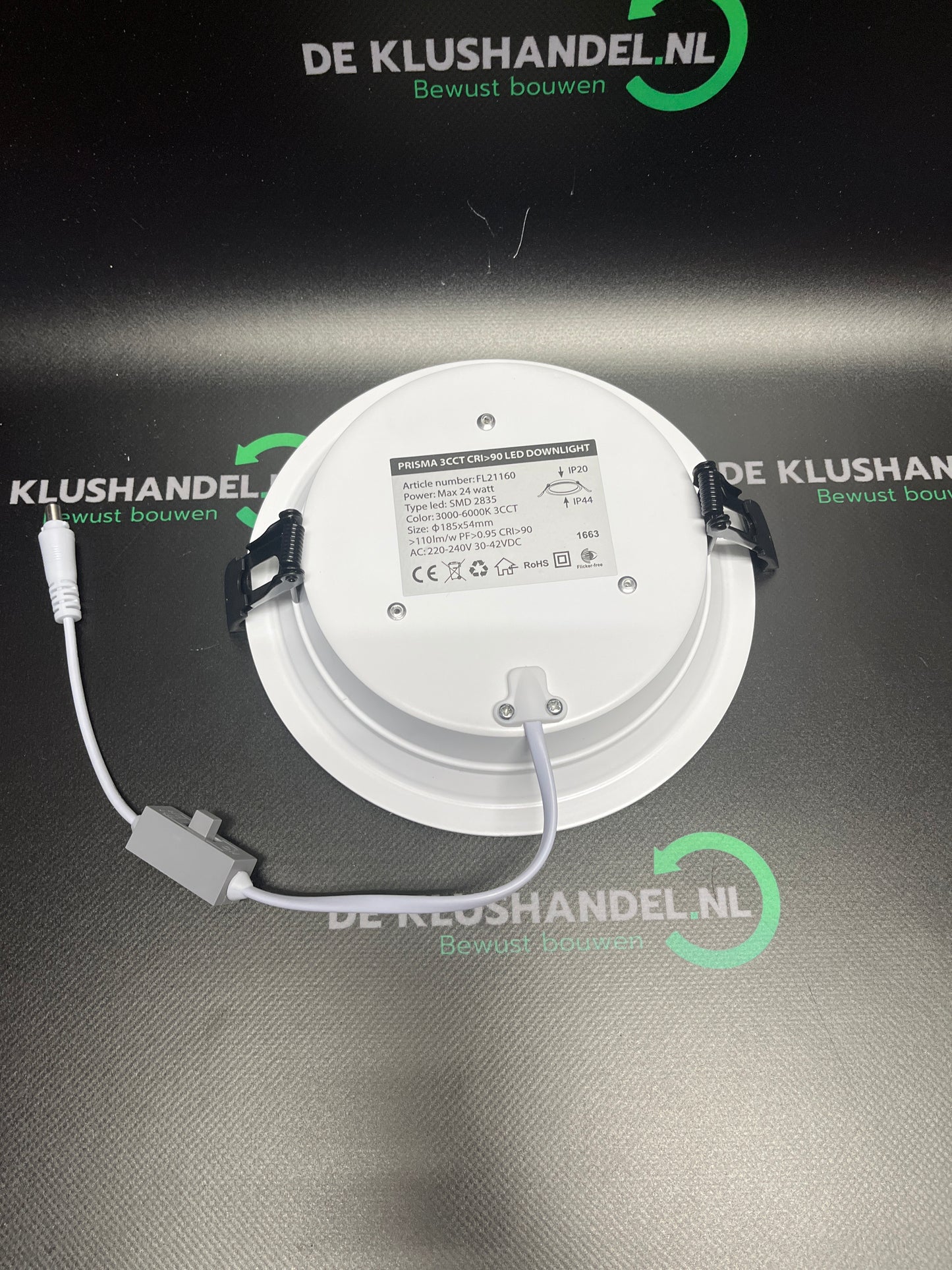 Prisma 3CCT CRI>90 led downlight max: 24W Ø185mm