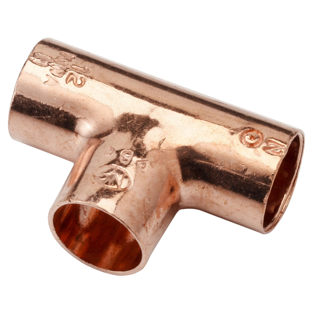 Riko T-stuk roodkoper 22 x 22 x 22mm