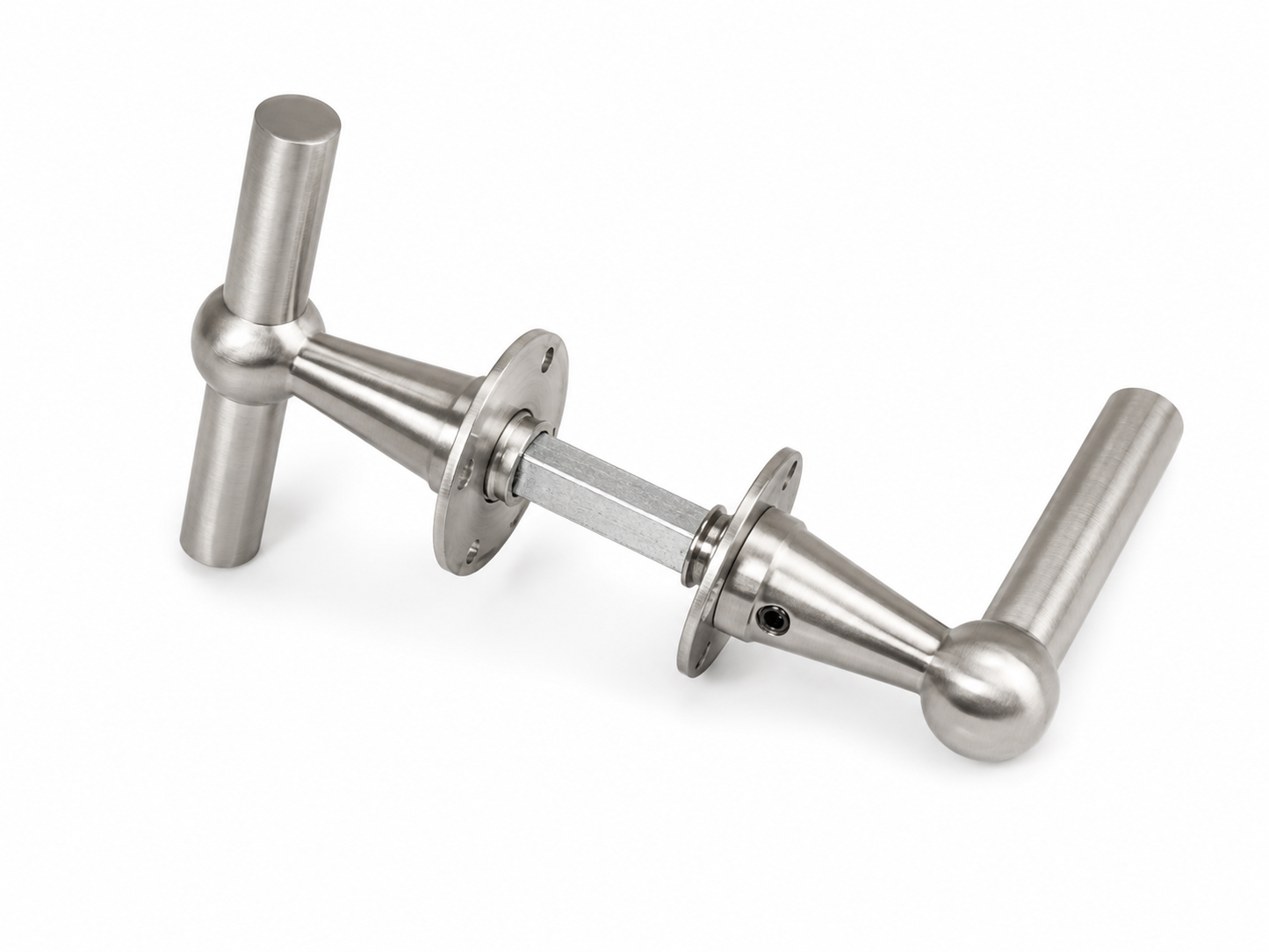 Deurkruk RVS Chemin de Fer 110mm TL met rozetten per paar