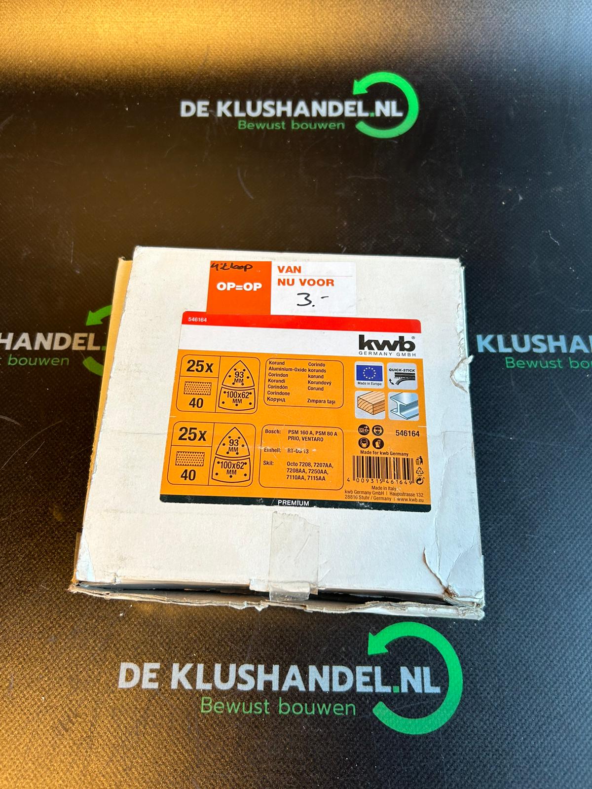 KWB schuurschijf 100x62, 93mm P240, 25 stuks