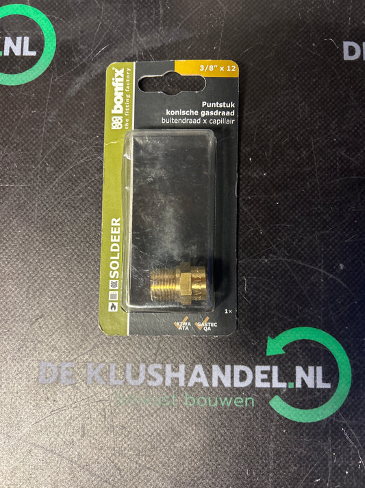 Bonfix soldeer puntstuk konische gasdraad buitendraad x capillair van 3/8 x 12