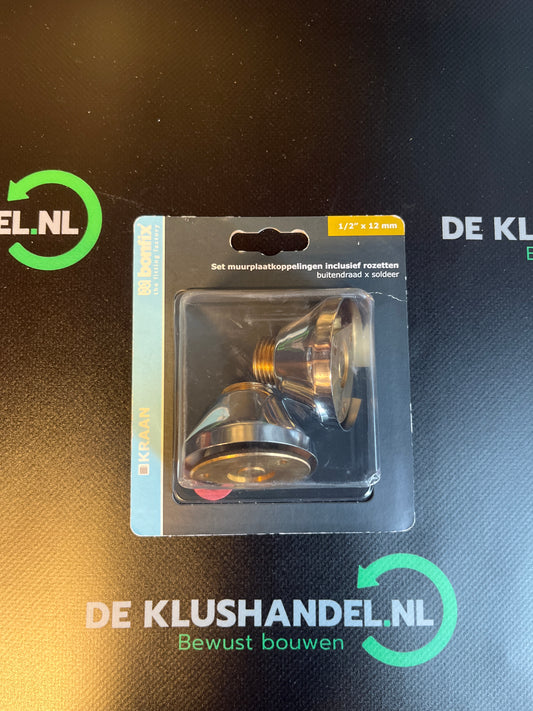 Bonfix soldeer set muurplaatkoppelingen met rozet 1/2 x 12mm