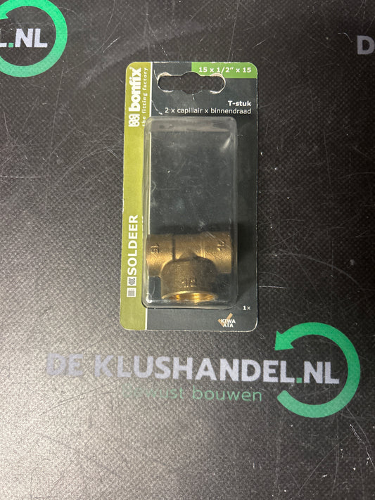 Bonfix soldeer T-stuk 2x capillair x binnendraad 15x1/2x15