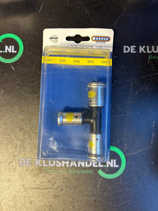 Henco gas perskoppeling t/stuk 20 x 16 x 16mm