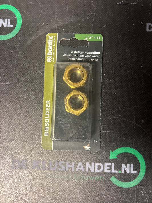 Bonfix soldeer 2-delige koppeling vlakke dichting voor water binnendraad x capillair 1/2x15