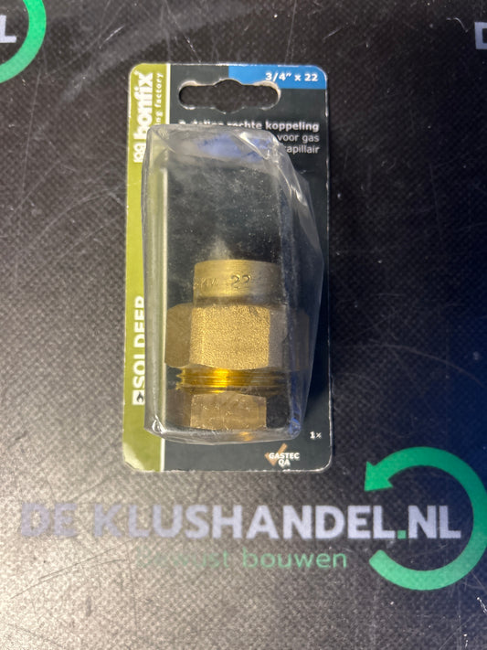 Bonfix 3-delige rechte koppeling vlakke dichting voor gas binnendraad x capillair