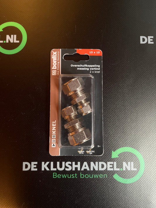 Bonfix vernikkelde knelkoppeling recht 10x15mm
