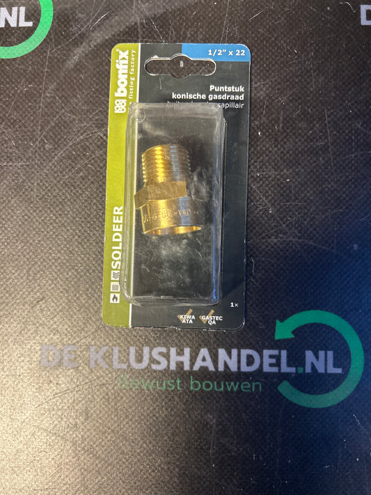 Bonfix soldeer puntstuk konische gasdraad buitendraad x capillair 1/2 x 22