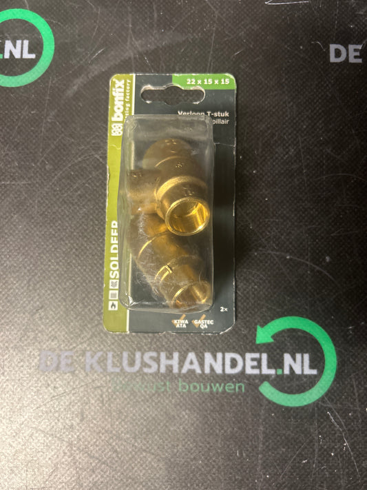 Bonfix soldeer verloop T-stuk 3x capillair 22x15x15