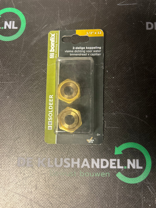Bonfix soldeer 2-delige koppeling vlakke dichting voor water binnendraad x capillair 1/2x12