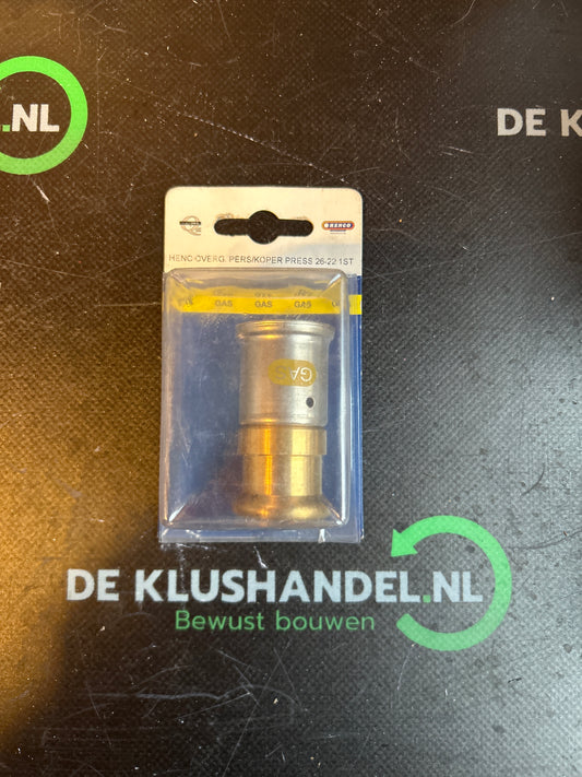 Henco overgangskoppeling gas 26-22mm