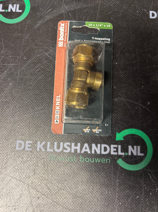Bonfix T-koppeling knel x binnendraad x knel 15x1/4”x15