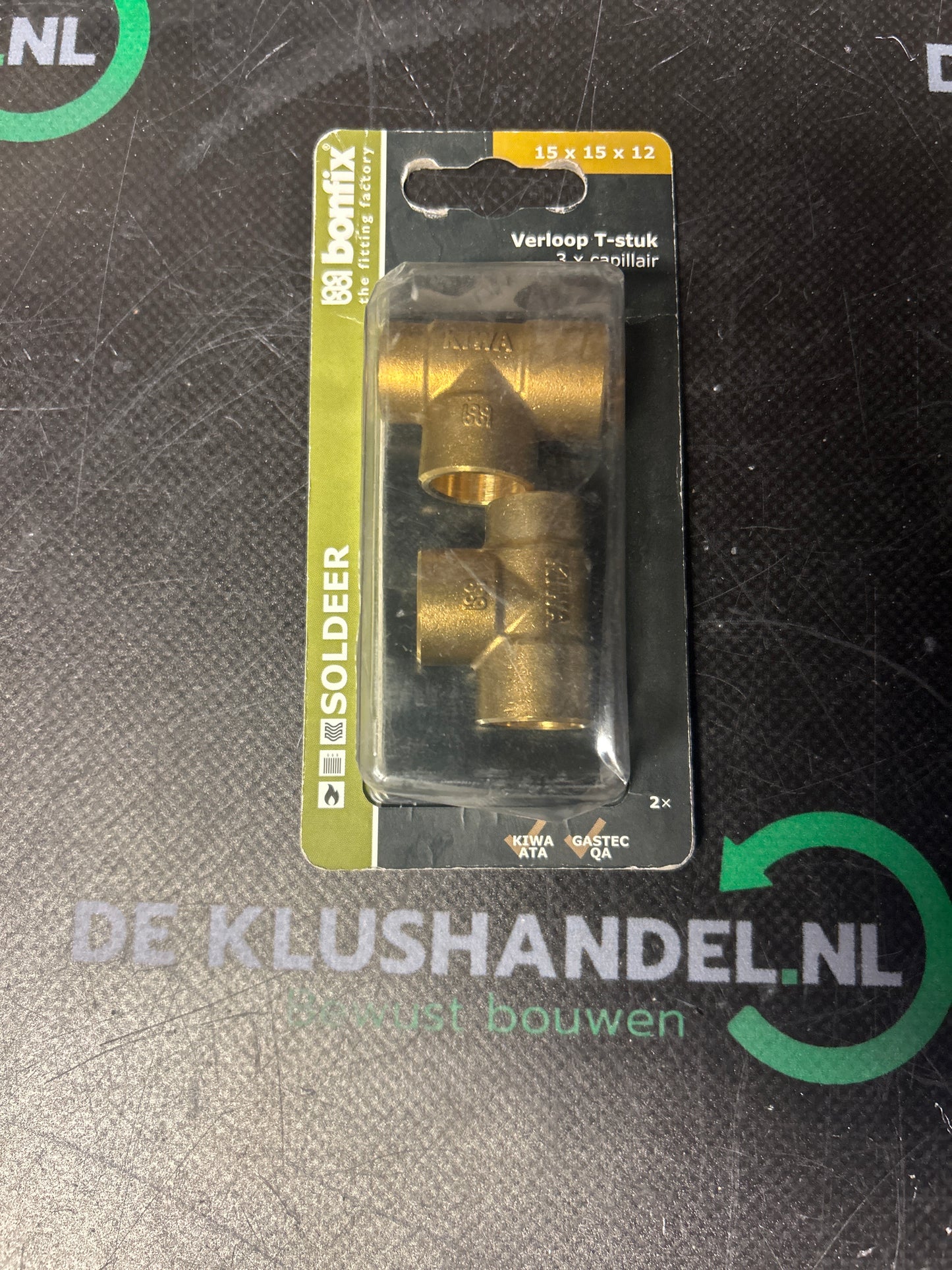 Bonfix soldeer verloop T-stuk 3x capillair 15x15x12