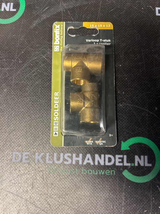 Bonfix soldeer verloop T-stuk 3x capillair 15x15x12