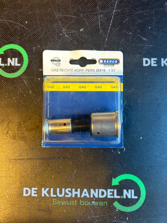 Henco gas perskoppeling recht 26x16