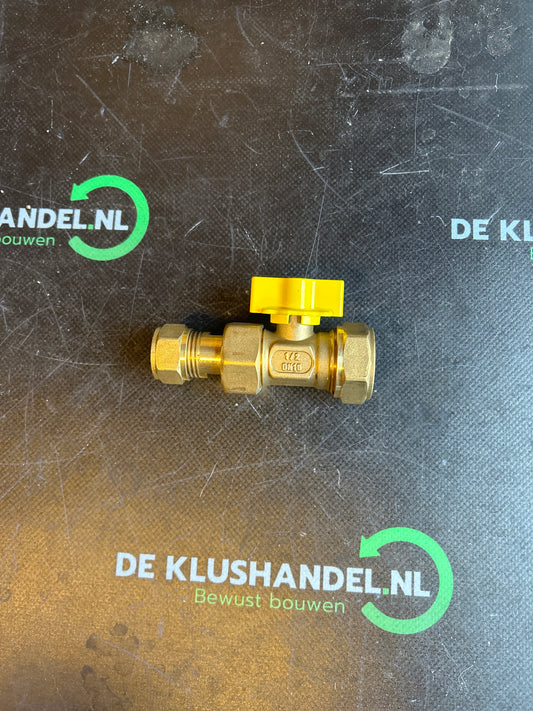 Riko gaskogelkraan knelkoppeling 22 x 15mm