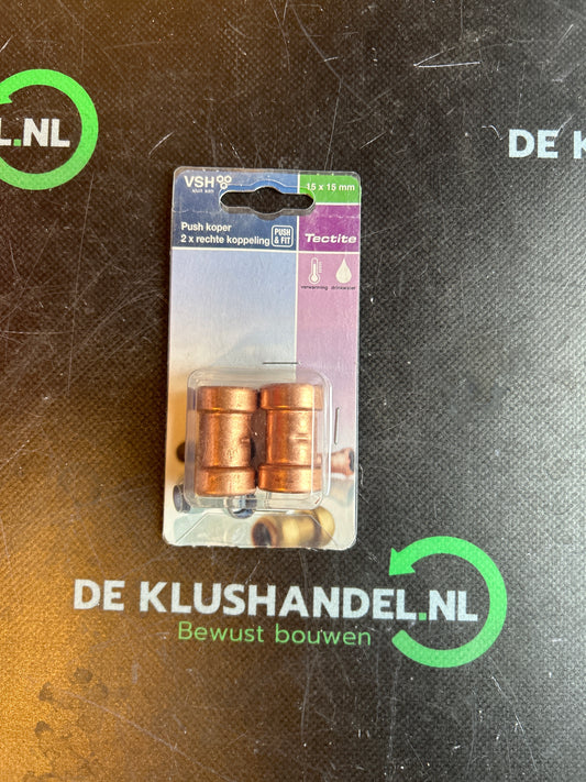 VSH push koper rechte koppeling 15 x 15mm