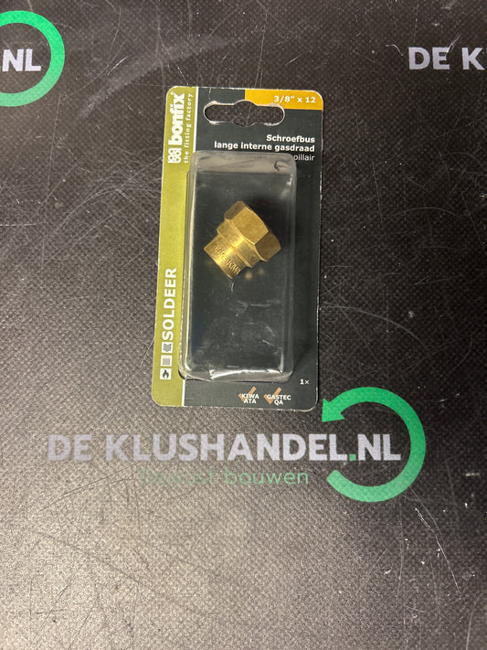 Bonfix soldeer schroefbus lange interne gasdraad binnendraad x capillair 3/8 x 12