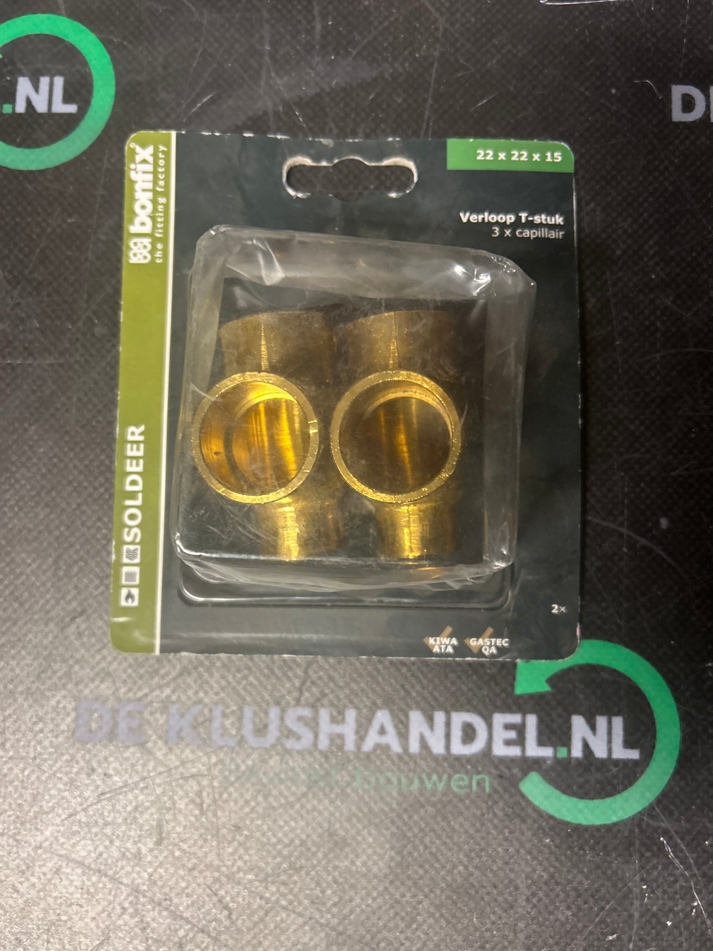 Bonfix soldeer verloop T-stuk 3x capillair 22x22x15