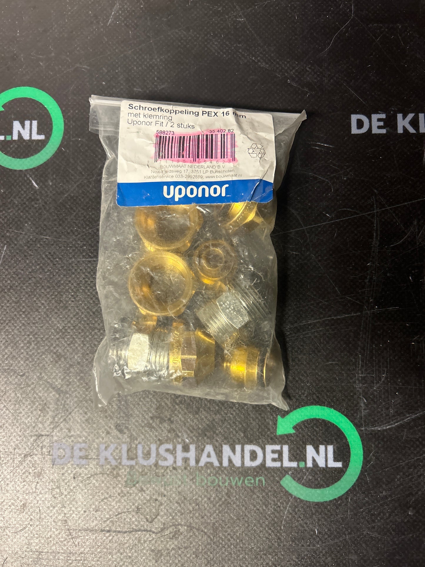 Uponor schroefkoppeling PEX 16mm met klemring