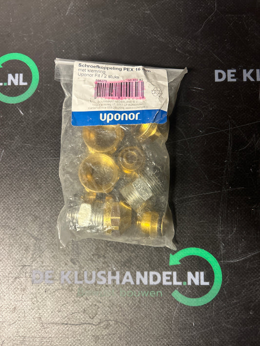 Uponor schroefkoppeling PEX 16mm met klemring
