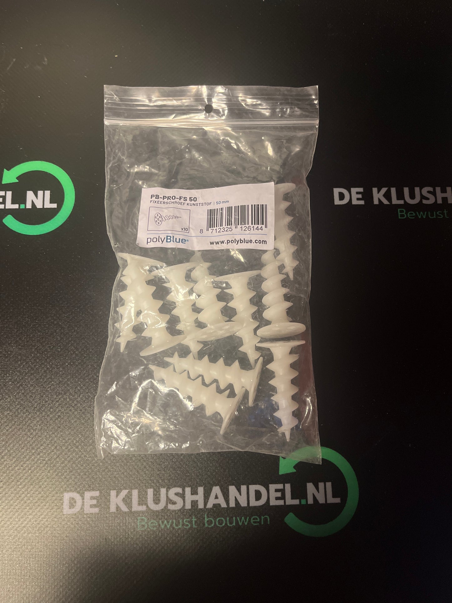 PolyBlue Kunststof fixeerschroef 50mm 10st.