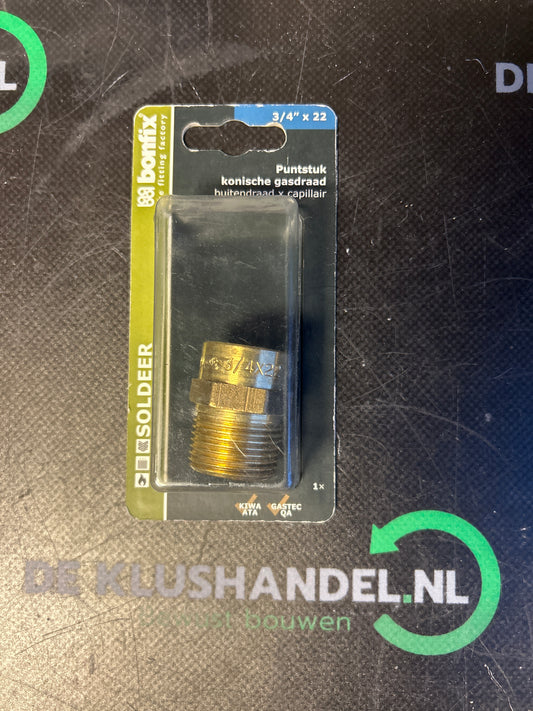 Bonfix soldeer puntstuk konische gasdraad buitendraad x capillair 3/4 x 22