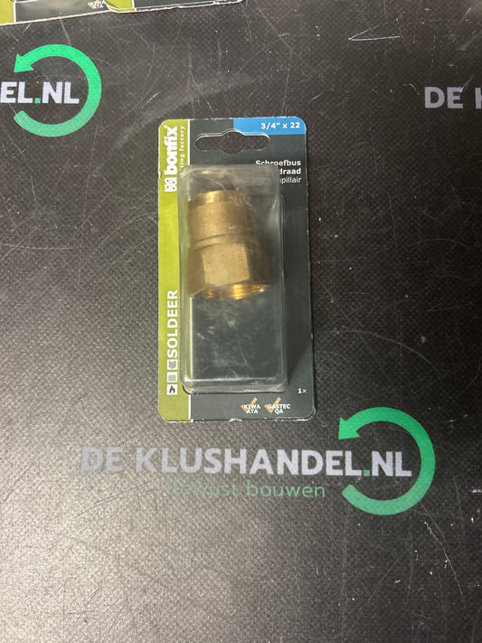 Bonfix soldeer schroefbus lange interne gasdraad binnendraad x capillair 3/4 x 22