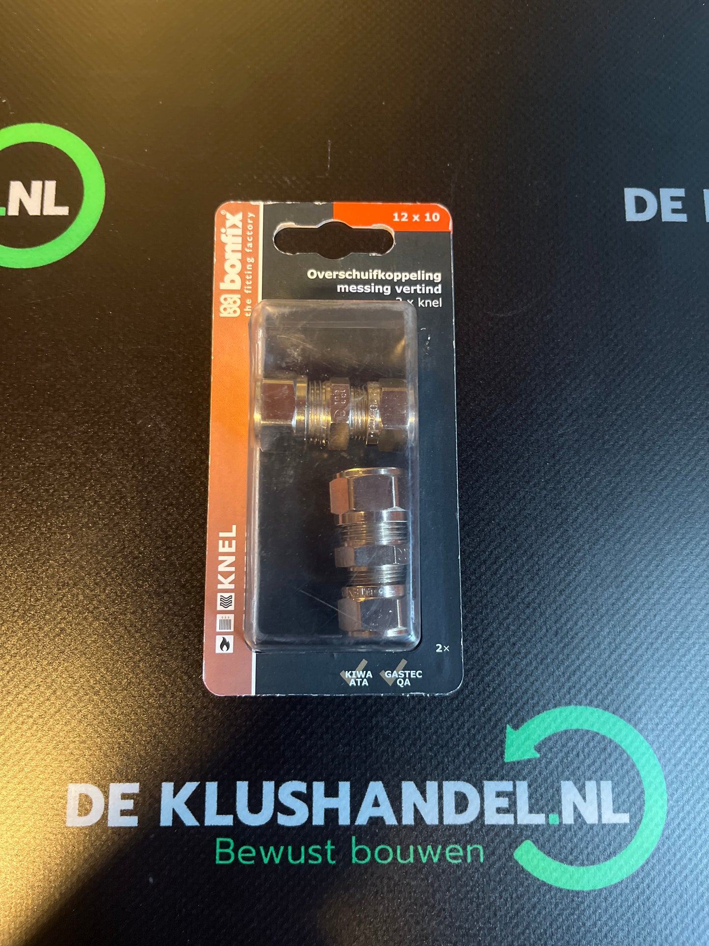 Bonfix vernikkelde knelkoppeling recht 10x12mm