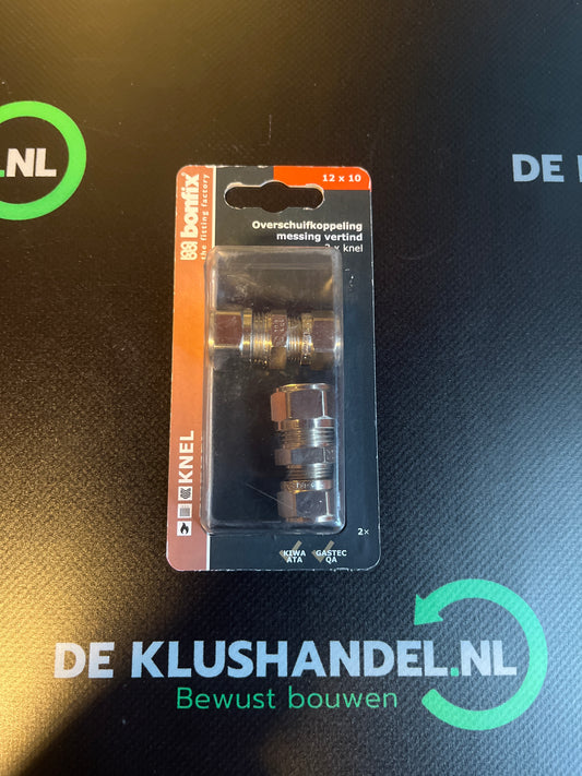 Bonfix vernikkelde knelkoppeling recht 10x12mm