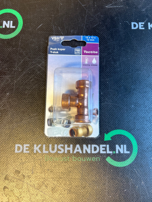 VSH push koper t-stuk 12 x 12 x 12mm