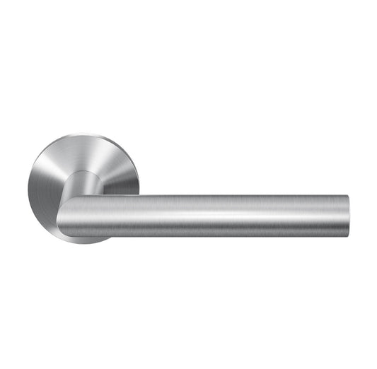 Deurklink RVS Geborsteld L-Haaks Model op Ronde Rozet 19mm GPF115VR