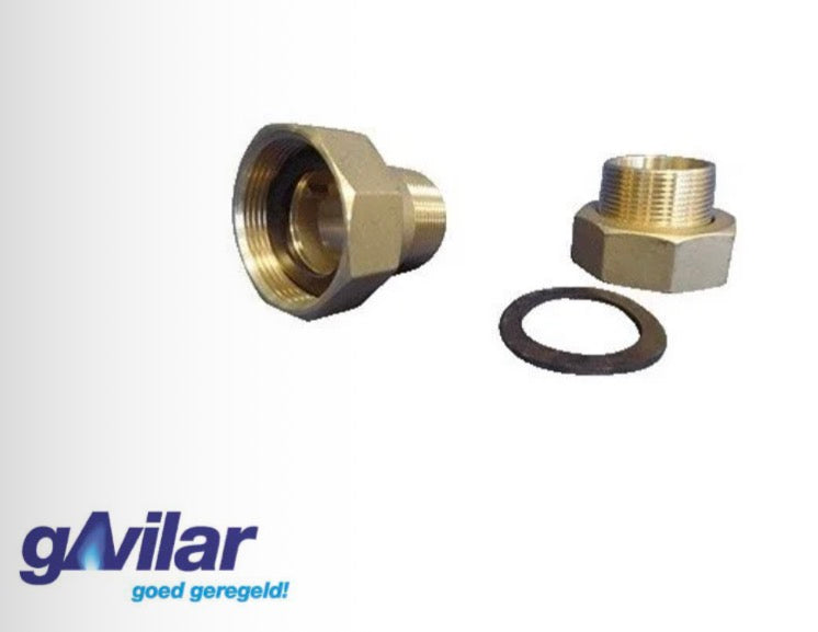 Gavilar watermeterkoppeling 1" naar 3/4" buitendraad incl. rubber pakkingring - 2 stuks