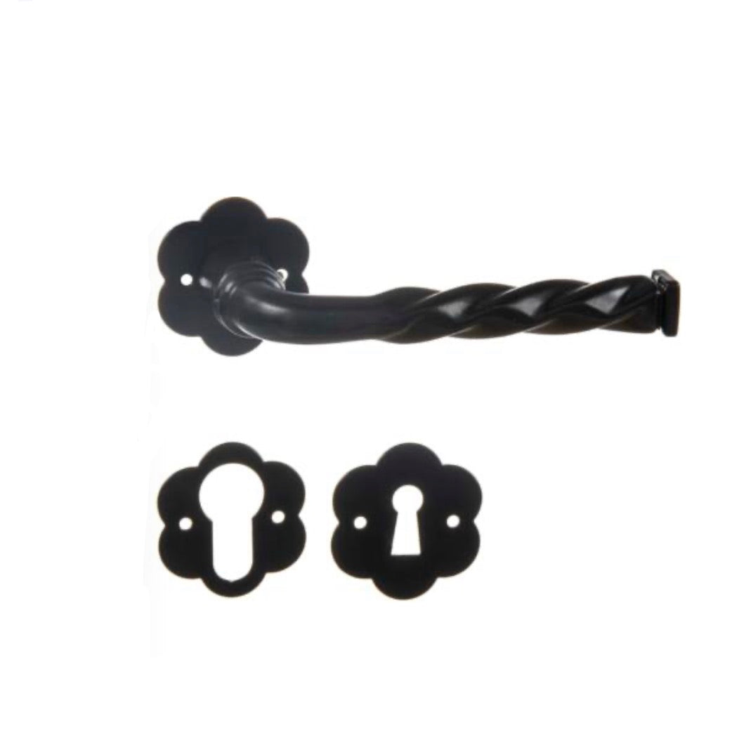 Linea Bertomani 1003 deurklinkset op rozet 50mm aluminium zwart + cylinderrozet