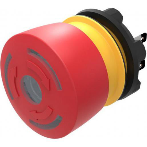 Eao Noodstopschakelaar 2NC rode led solder-faston cont. zwarte ring - 84-5241.2B20