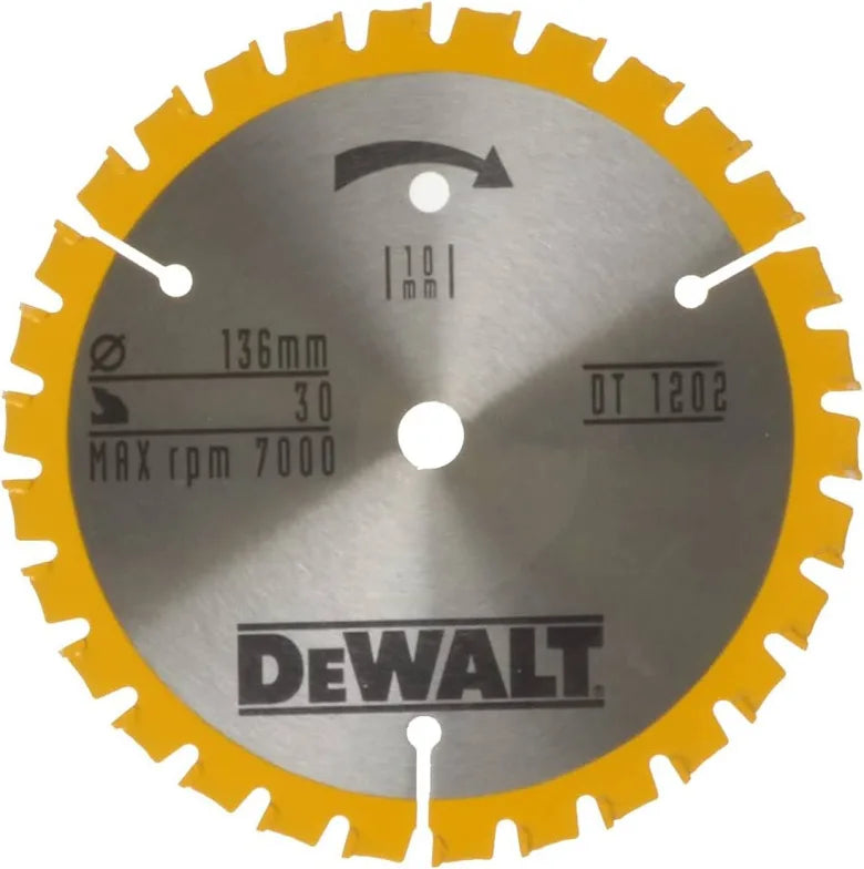 DeWALT Cirkelzaagblad voor hout Ø 136mm Asgat 10mm 24T - DT1201