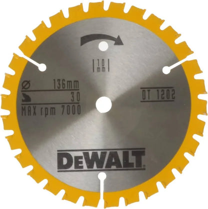 DeWALT Cirkelzaagblad voor hout Ø 136mm Asgat 10mm 24T - DT1201