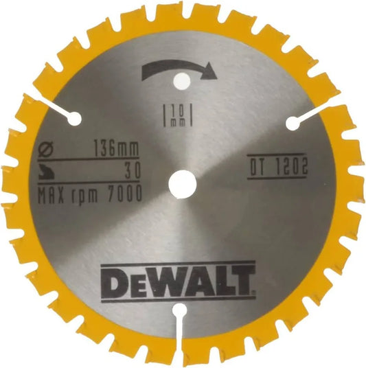 DeWALT Cirkelzaagblad voor hout Ø 136mm Asgat 10mm 24T - DT1201