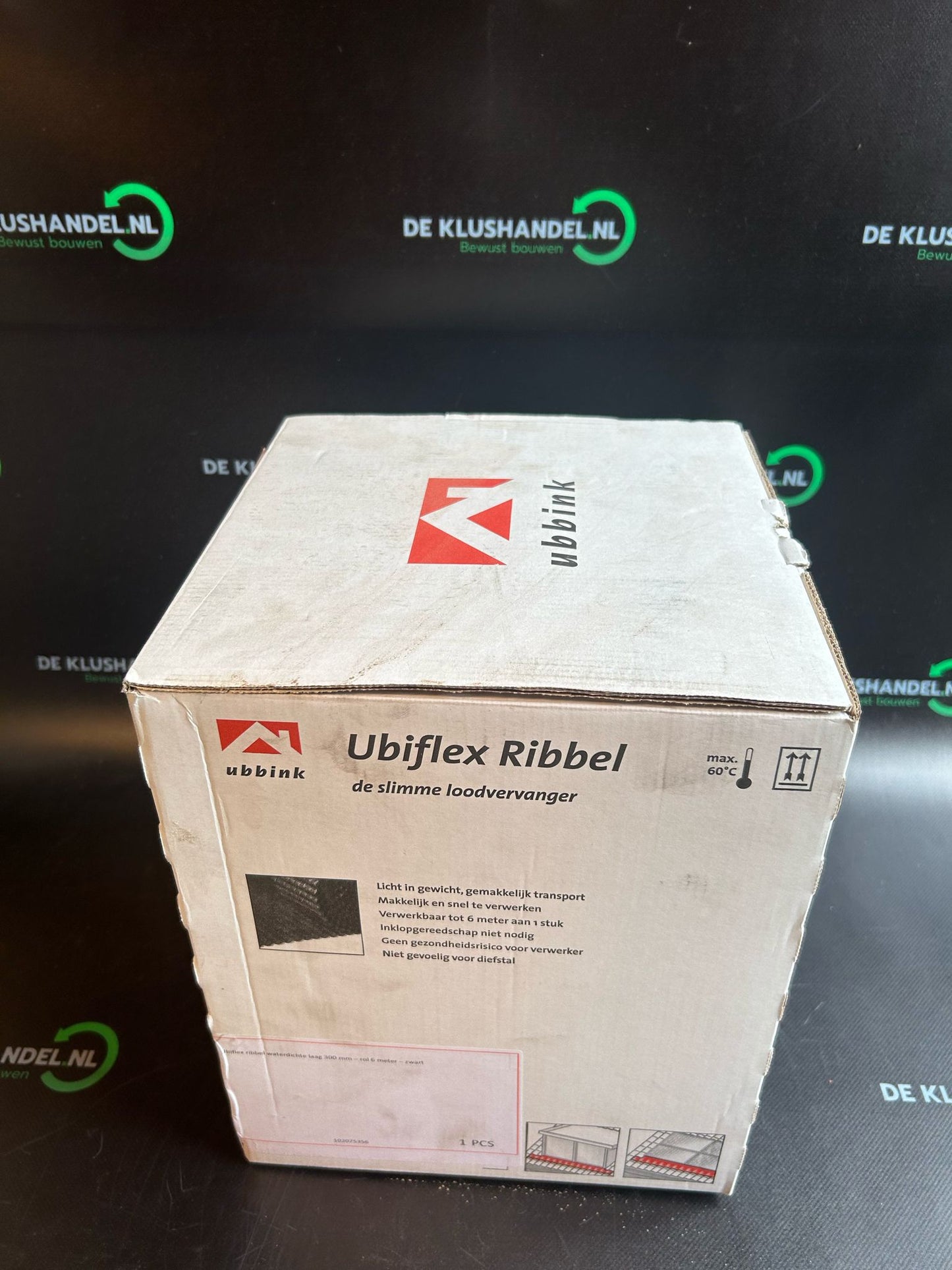 Ubiflex ribbel waterdicht zwart 300mm x 6 meter